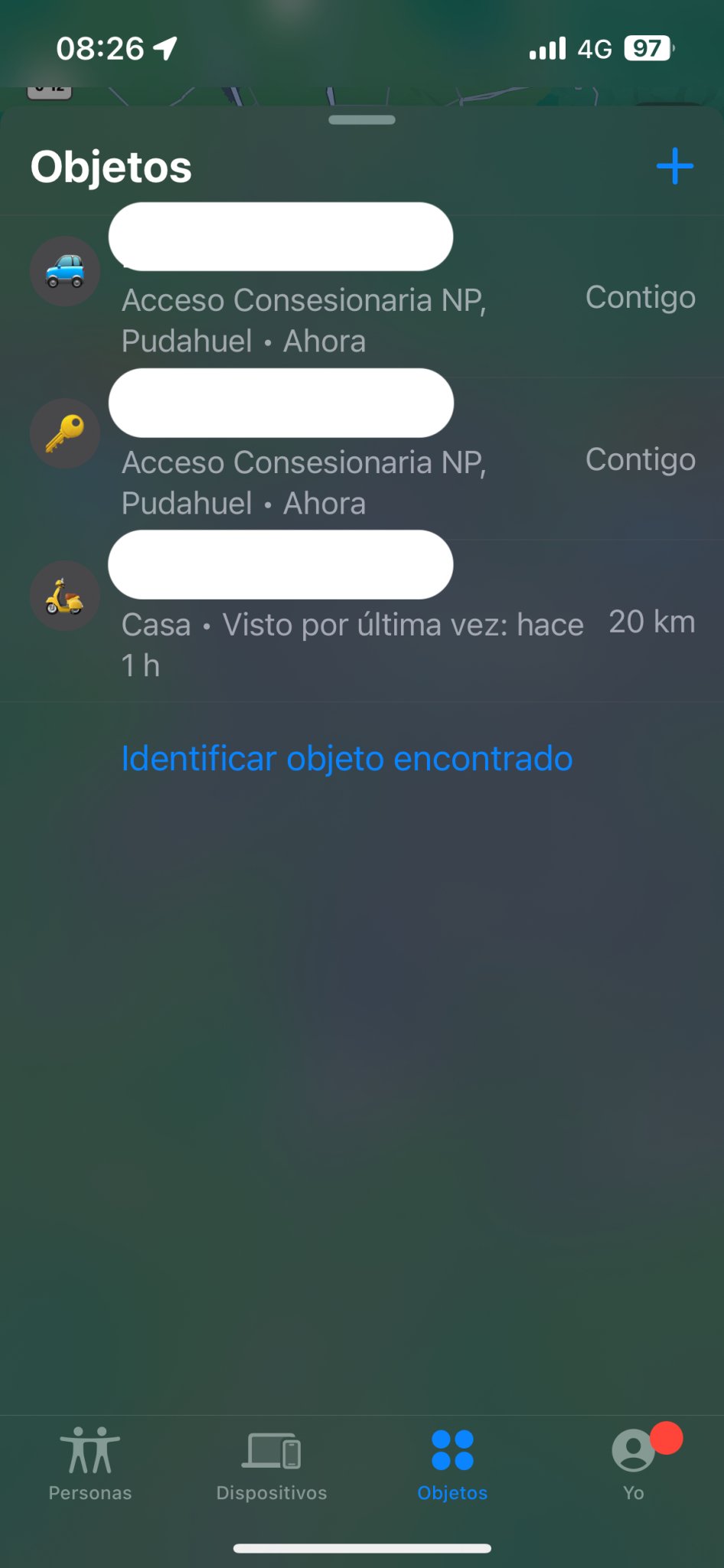 Pantalla de la app de seguimiento SmartTrack Eufy mostrando la localización de objetos y la funcionalidad de encontrar pertenencias.